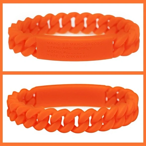 Marc By Marc Jacobs Orange Bracelet Standard Supply Braided Silicone Rubber - Picture 3 of 6